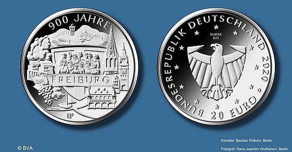 Freiburg erhält Gedenkmünze zum Stadtjubiläum. 
