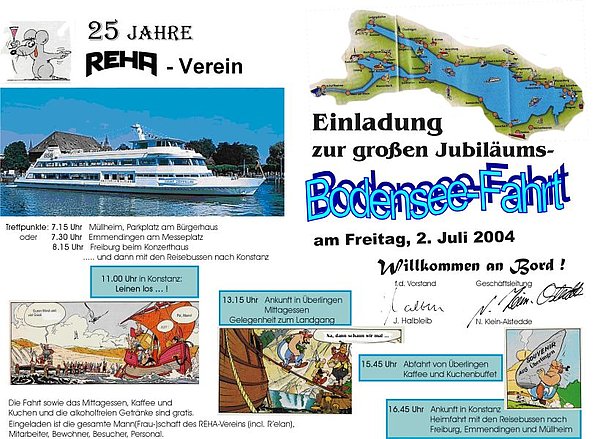 Einladung Jubiläums-Fahrt auf dem Bodensee am 02.07.2004
