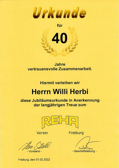 Hr. Herbi 40 Jahre